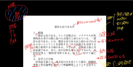 赤ペンで添削されたレポート